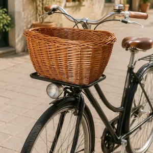 Cesto in Vimini per Bicicletta – Artigianale in Salice Europeo – 40 × 32 × H20 cm