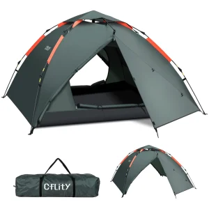 Cflity Tenda Pop Up Leggera 3 Persone, Tenda a Cupola Automatica a Tre Strati, Grande Tenda da Esterno Impermeabile per 4 Stagioni, Tenda Zaino con 2 Portico Estensibile : Amazon.it: Sport e tempo libero