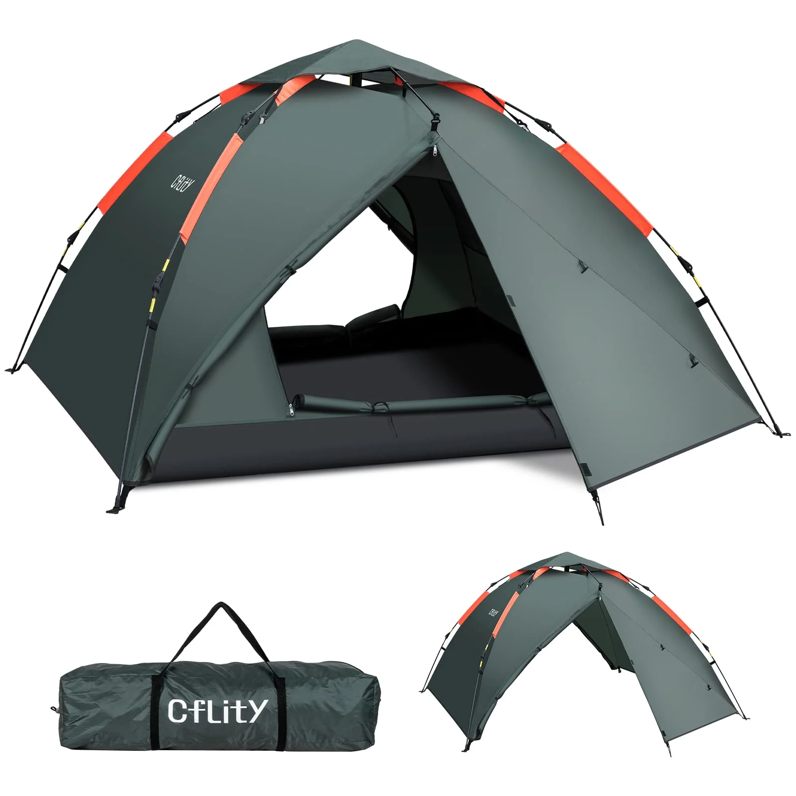 Cflity Tenda Pop Up Leggera 3 Persone, Tenda a Cupola Automatica a Tre Strati, Grande Tenda da Esterno Impermeabile per 4 Stagioni, Tenda Zaino con 2 Portico Estensibile : Amazon.it: Sport e tempo libero
