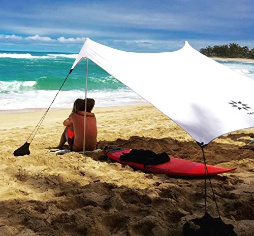 Neso Tenda da Spiaggia Tents con Ancoraggio a Sabbia, Parasole Bianca