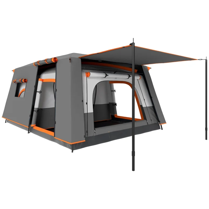 Outsunny Tenda da Campeggio 4 6 Posti 2 Stanze e Veranda Grigio | Aosom Italy