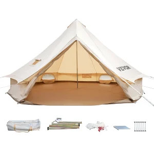 VEVOR Tenda da Campeggio 5 8 Persone, Tenda in Tela con Camino,Tende Yurta per Campeggio 4 Stagioni 4M Impermeabile all’aperto in Famiglia per Pic Nic Tenda Glamping