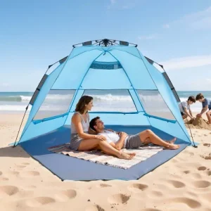 VEVOR Tenda da Spiaggia Campeggio, Parasole per 4 Persone, Tenda da Sole Portatile con Borsa per il Trasporto e Ancoraggi a Terra, Ombrellone da Spiaggia Leggero per Campeggio, Pesca, Picnic | VEVOR IT