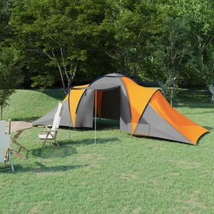 vidaXL Tenda da Campeggio 6 Persone in Tessuto Grigio e Arancione | vidaXL.it